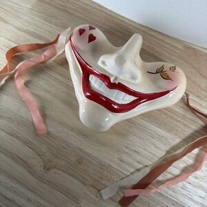 Fun Smile Ceramic Mask Wall Art Joker Mardi Gras Vintage? See Pics
